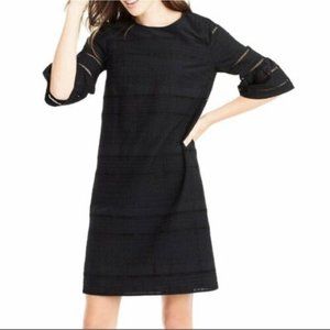 J.Crew Flutter Sleeve Eyelet Shift Dress Black Size 00 Retail $118